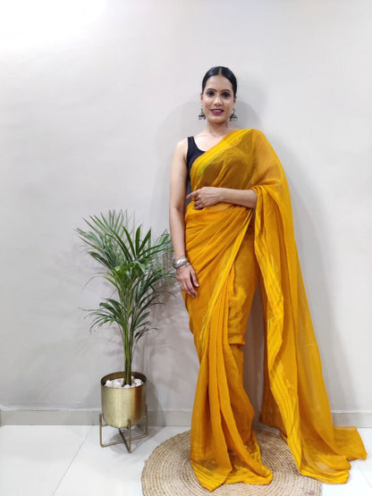 Multi Color Soft Silk Saree With Black Satin Blouse