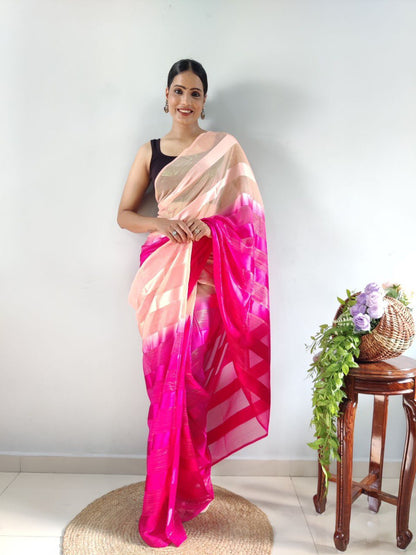 Multi Color Soft Silk Pure Saree with Woven Design Blouse