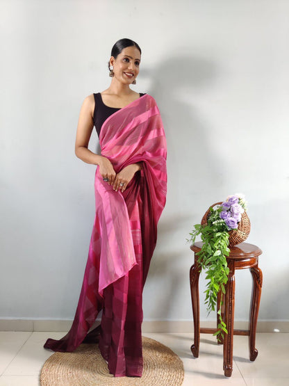 Multi Color Soft Silk Pure Saree with Woven Design Blouse
