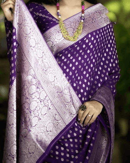 Kanchipuram Silk Saree with zari Border Blouse.