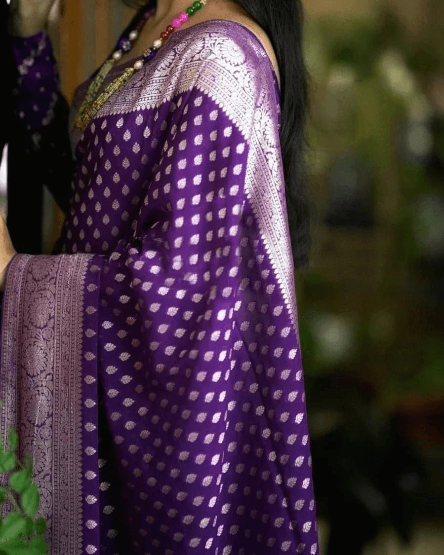 Kanchipuram Silk Saree with zari Border Blouse.