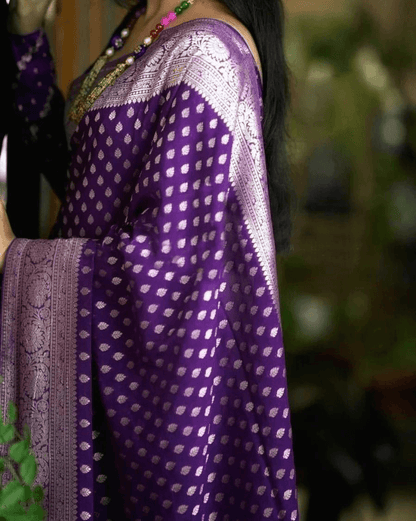 Kanchipuram Silk Saree with zari Border Blouse.