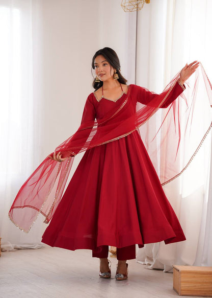 Premium Maroon Anarkali Suit Set