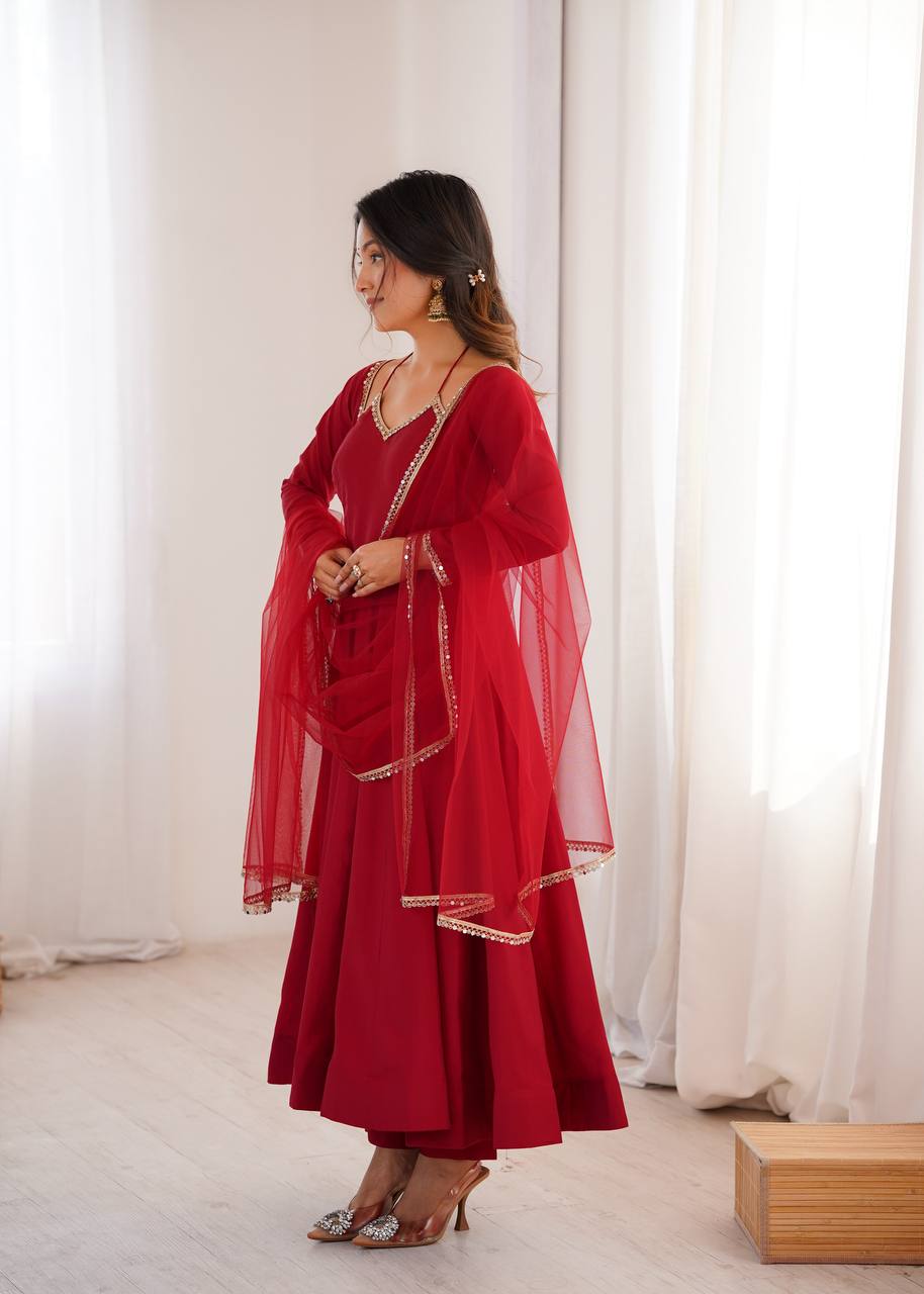 Premium Maroon Anarkali Suit Set