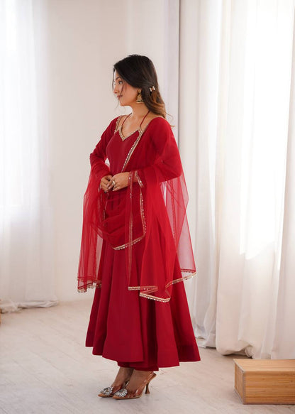 Premium Maroon Anarkali Suit Set