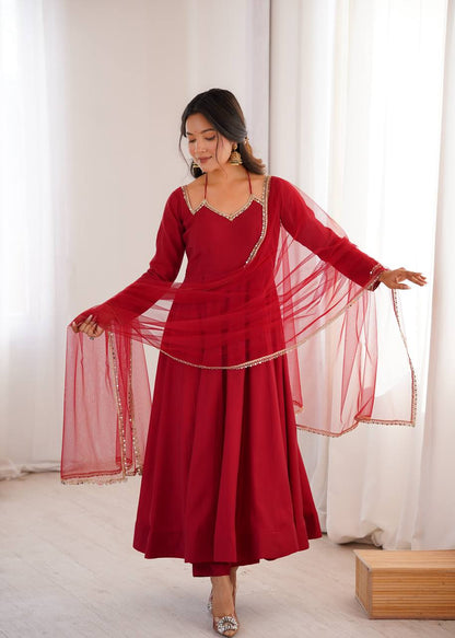 Premium Maroon Anarkali Suit Set