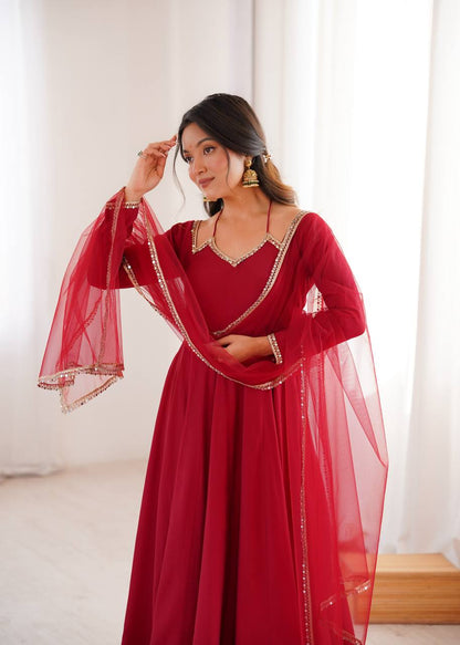Premium Maroon Anarkali Suit Set