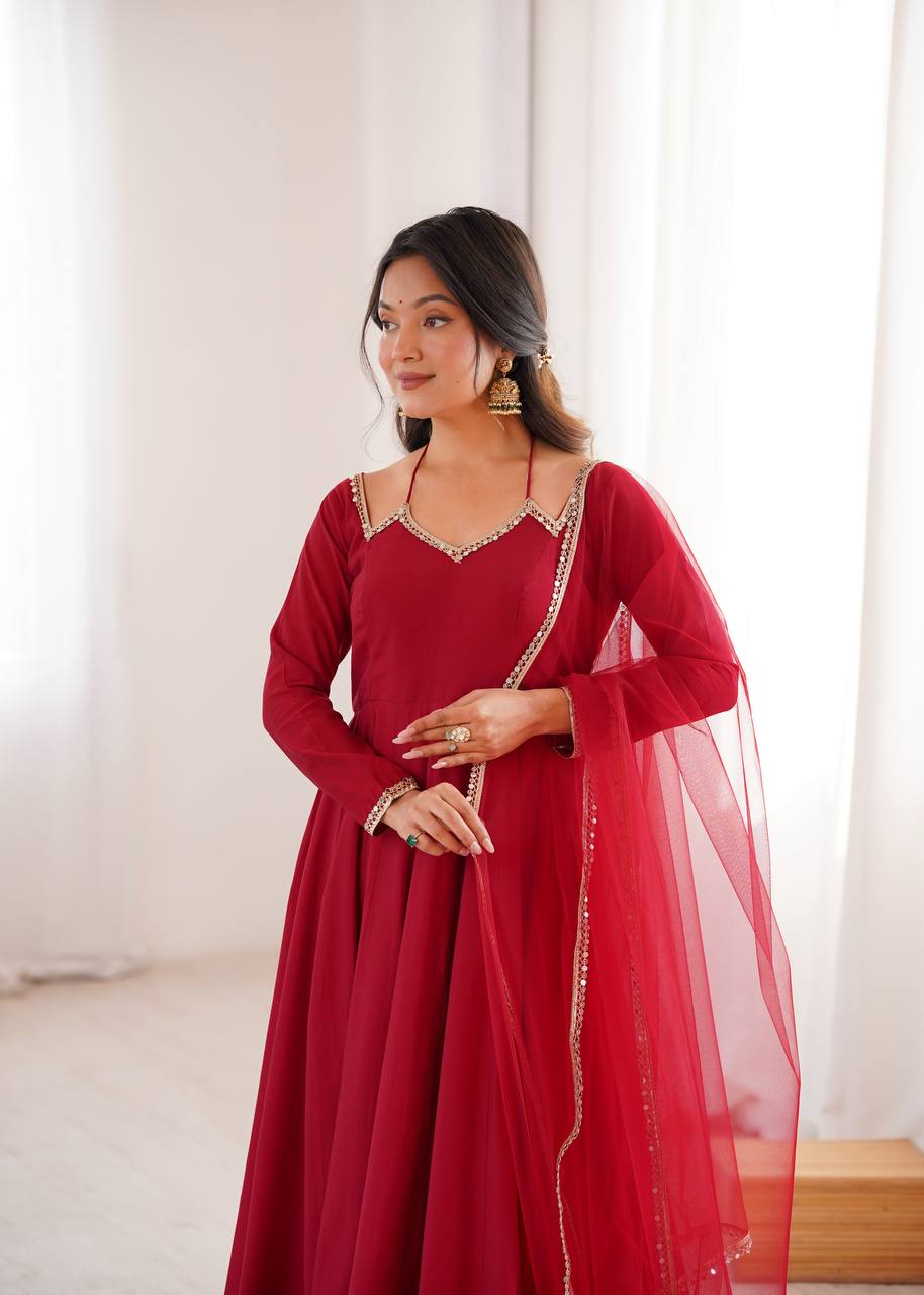 Premium Maroon Anarkali Suit Set