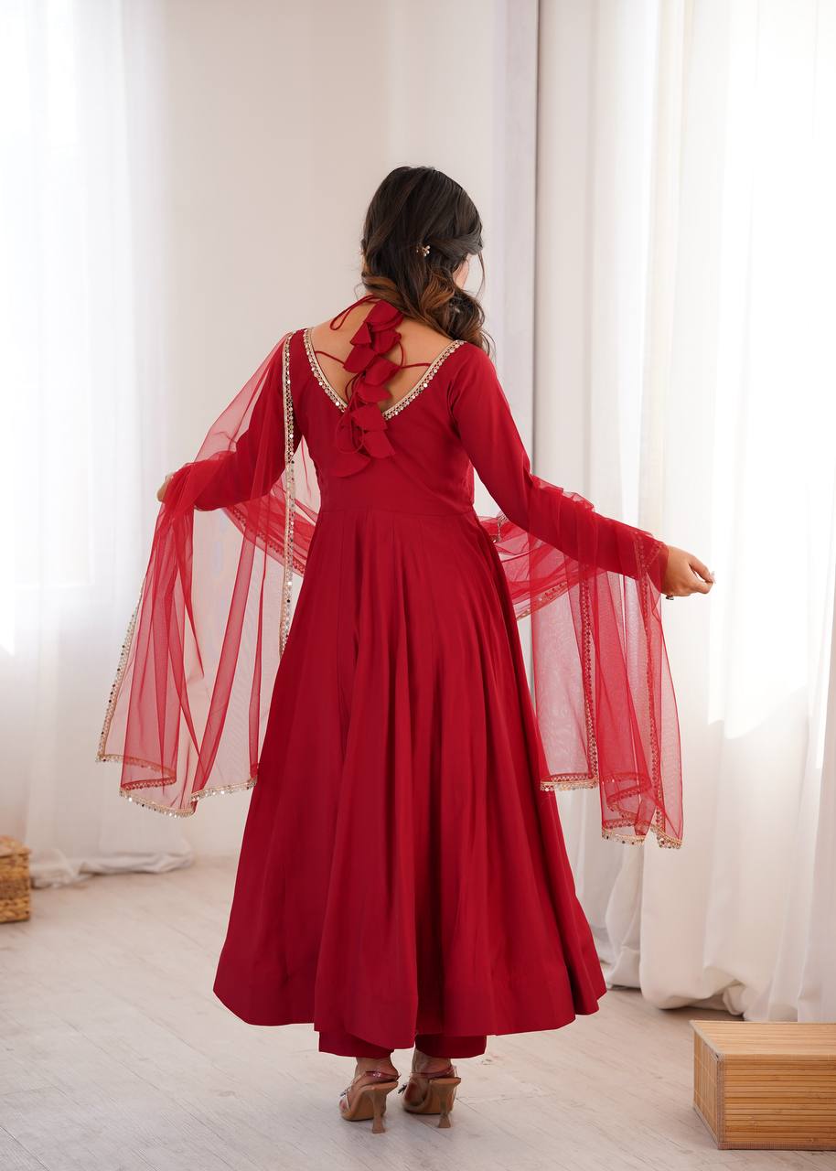 Premium Maroon Anarkali Suit Set