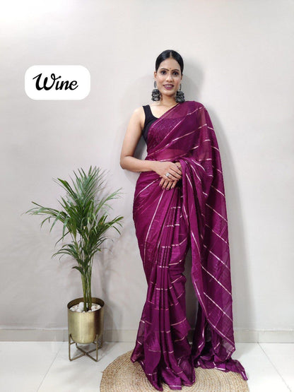 Soft Georgette Silk Saree With Satin Zari Patta
