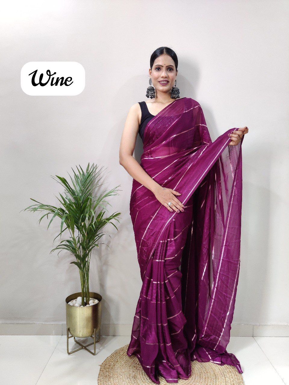 Soft Georgette Silk Saree With Satin Zari Patta