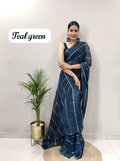 Soft Georgette Silk Saree With Satin Zari Patta