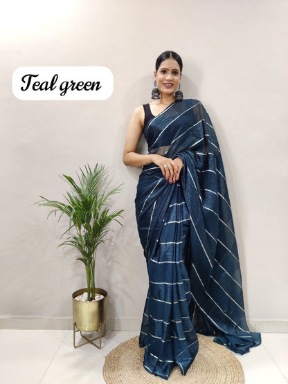 Soft Georgette Silk Saree With Satin Zari Patta