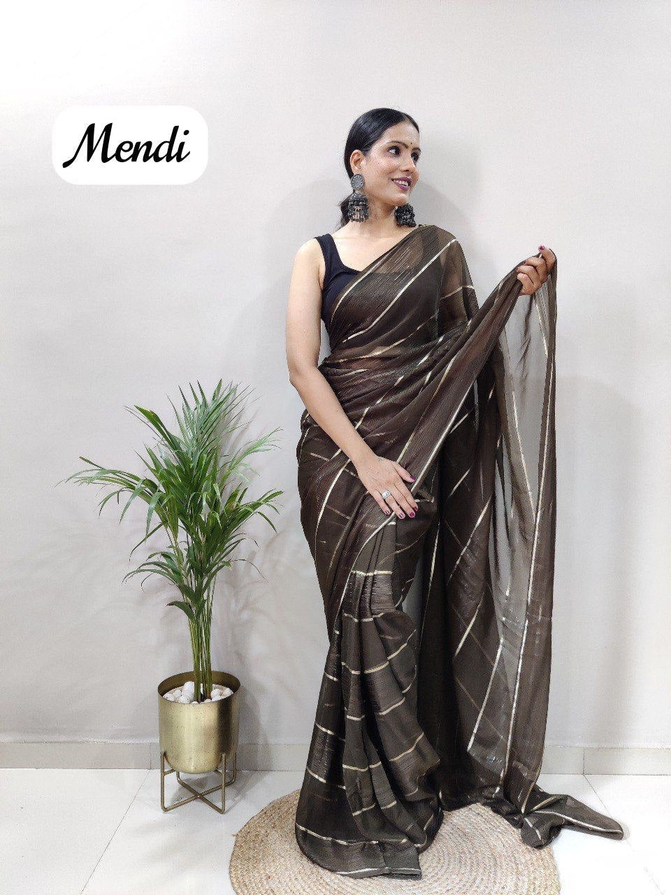 Soft Georgette Silk Saree With Satin Zari Patta