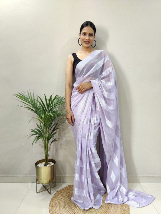 Multi Color Soft Silk Saree with Black Satin Blouse