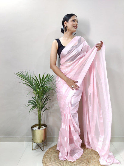 Multi Color Soft Silk Saree with Black Satin Blouse