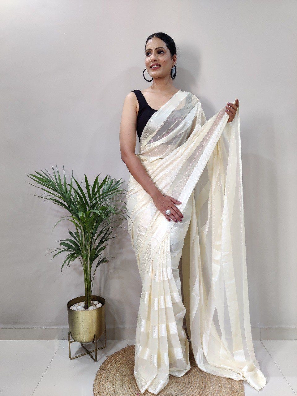 Multi Color Soft Silk Saree with Black Satin Blouse