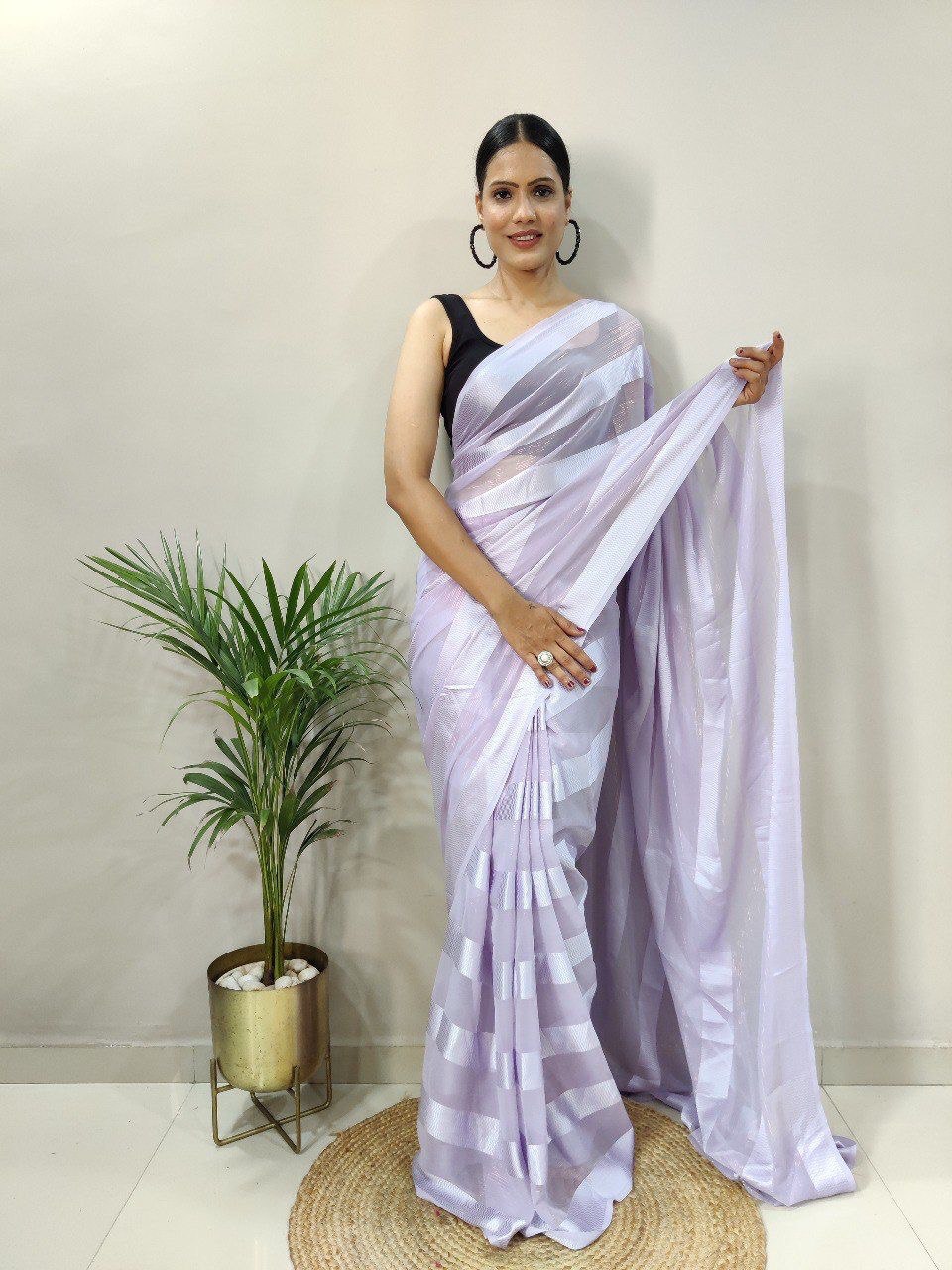 Multi Color Soft Silk Saree with Black Satin Blouse