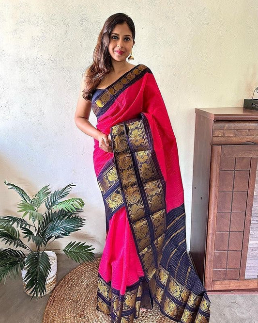 Pink Soft Silk Saree With Jacquard Work