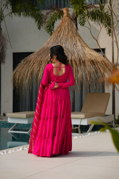 Royal Roman Silk Fully Flared Anarkali Suit Set