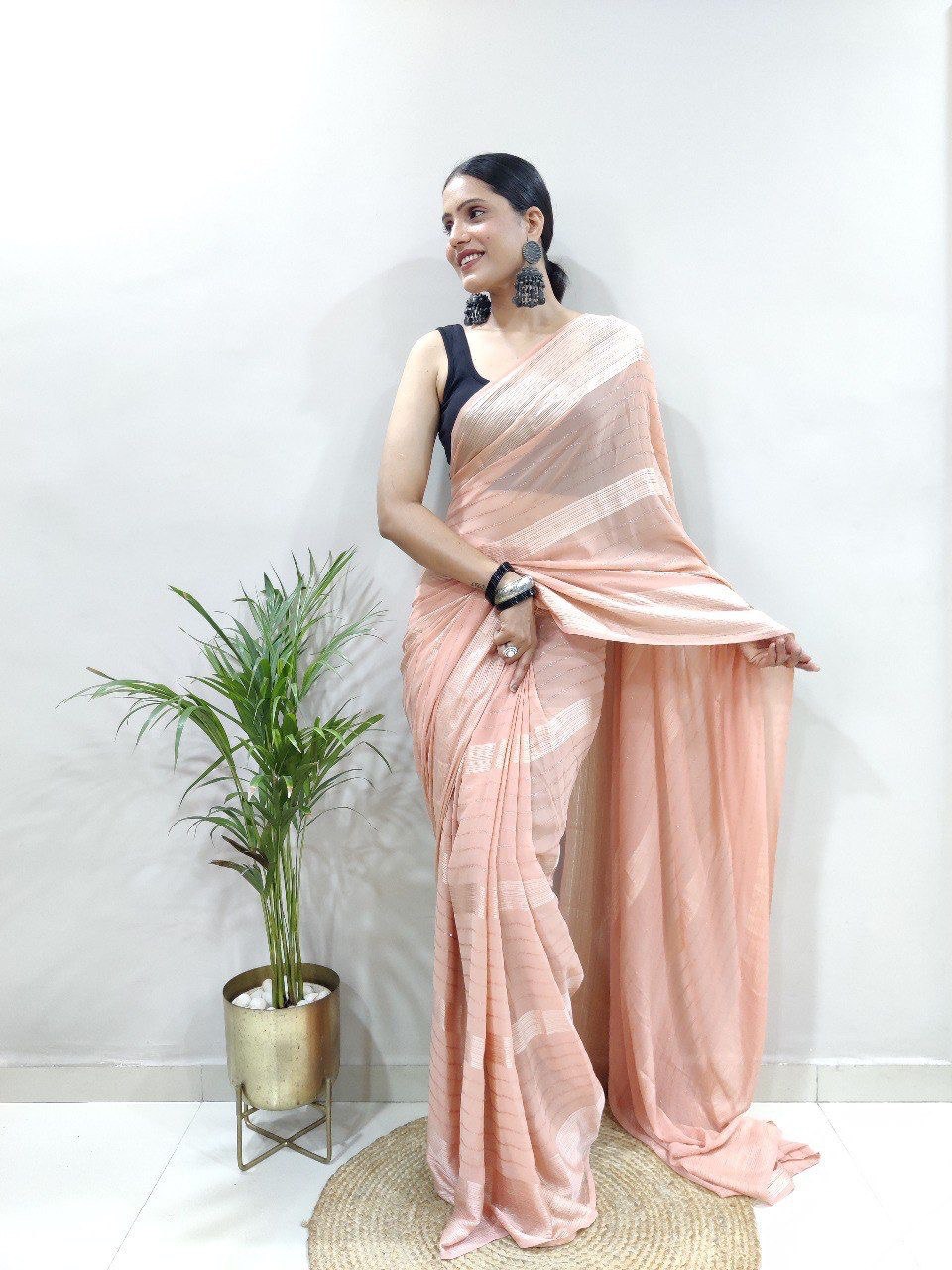 Fancy Ready To Wear Soft Silk Saree with Satin Belt Patta