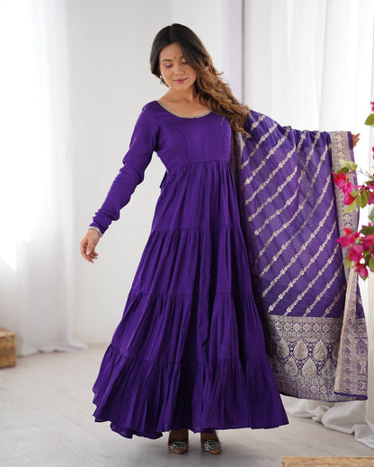 Royal Roman Silk Fully Flared Anarkali Suit Set