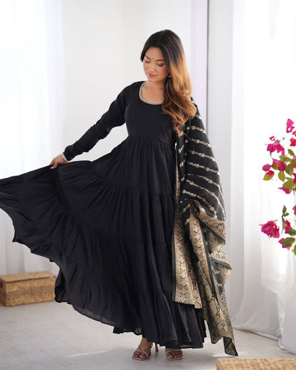 Royal Roman Silk Fully Flared Anarkali Suit Set
