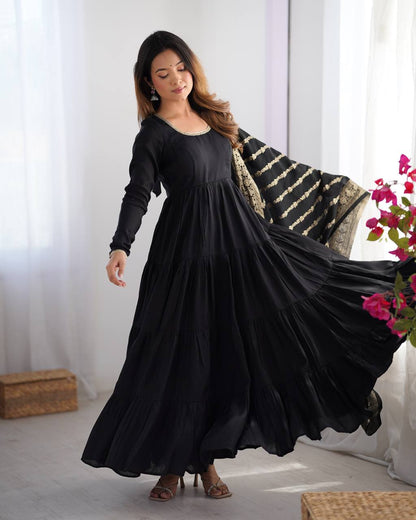 Royal Roman Silk Fully Flared Anarkali Suit Set