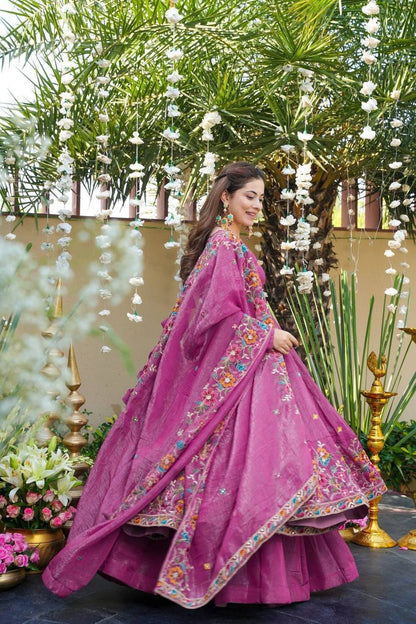 Beige Shades Crunchy Silk Anarkali Plazo Suit Set