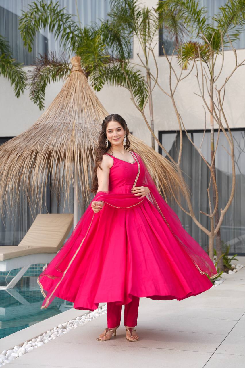 Pallavi Pink Color Anarkali Suit Set