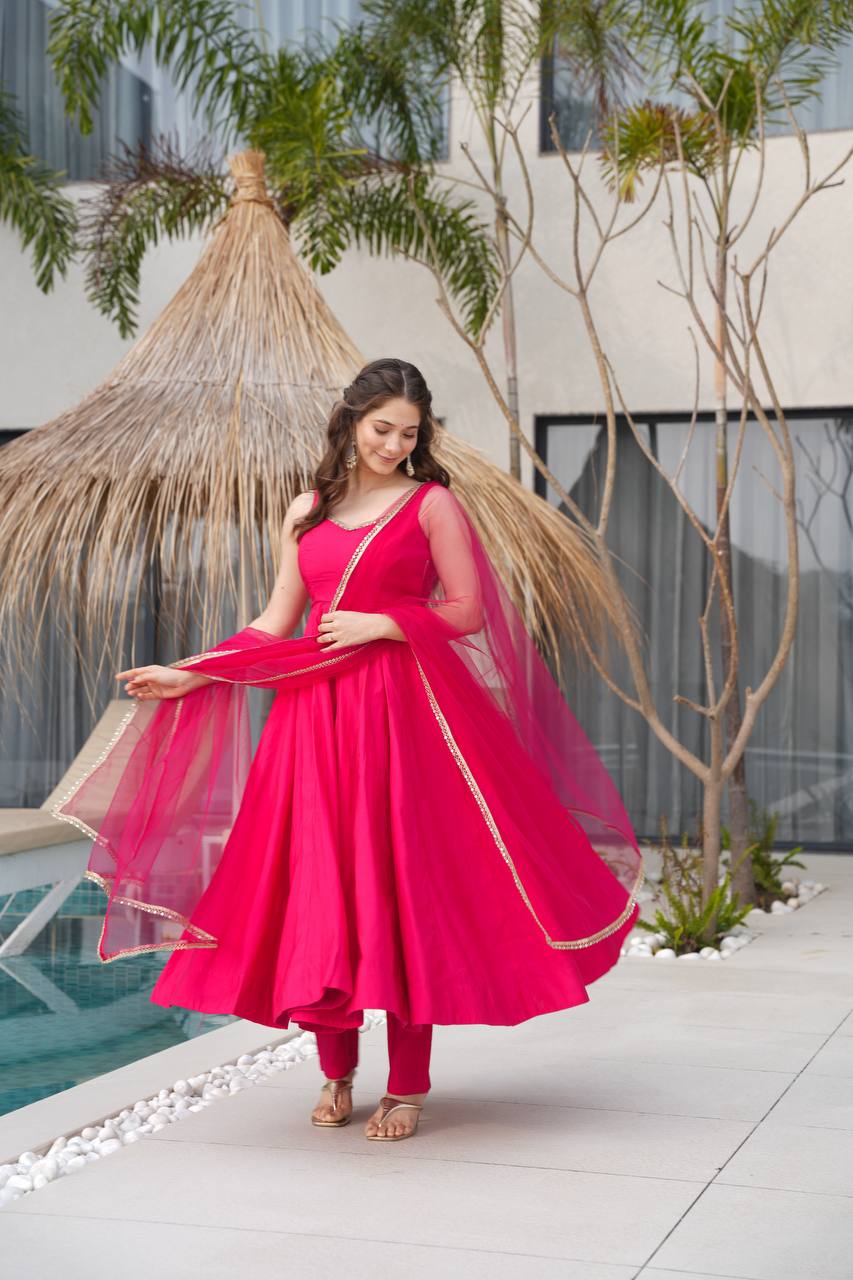 Pallavi Pink Color Anarkali Suit Set