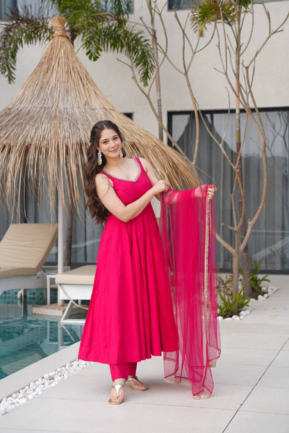 Pallavi Pink Color Anarkali Suit Set