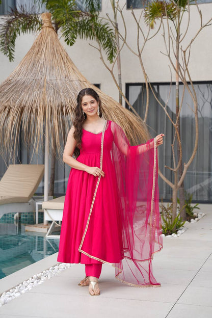 Pallavi Pink Color Anarkali Suit Set