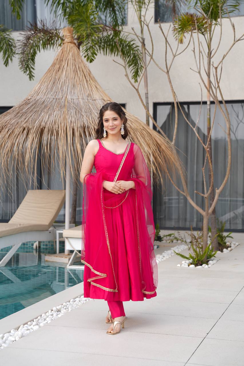 Pallavi Pink Color Anarkali Suit Set