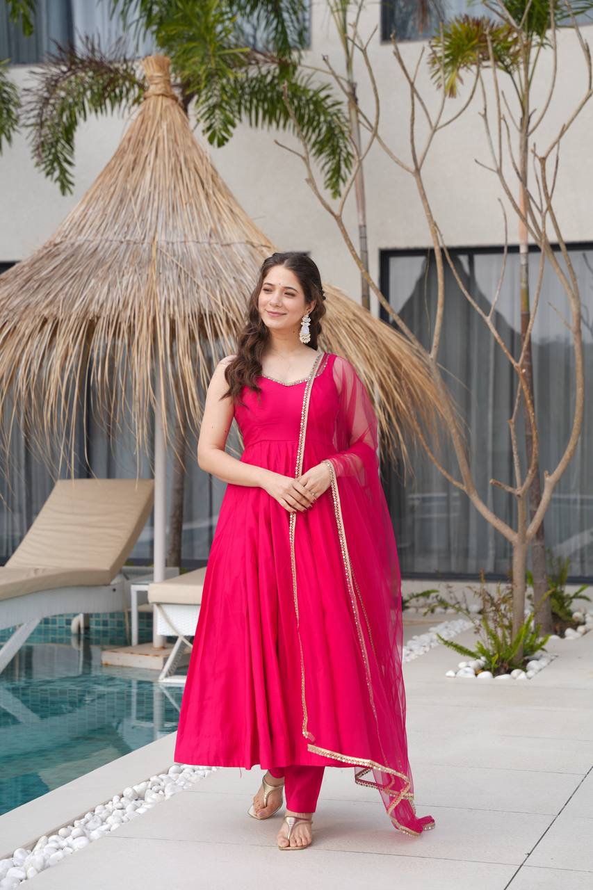 Pallavi Pink Color Anarkali Suit Set