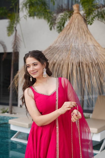 Pallavi Pink Color Anarkali Suit Set