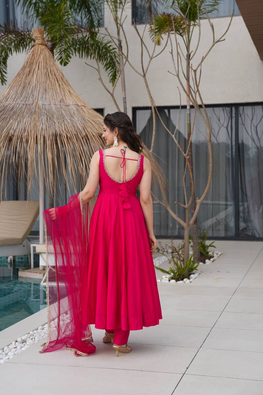 Pallavi Pink Color Anarkali Suit Set