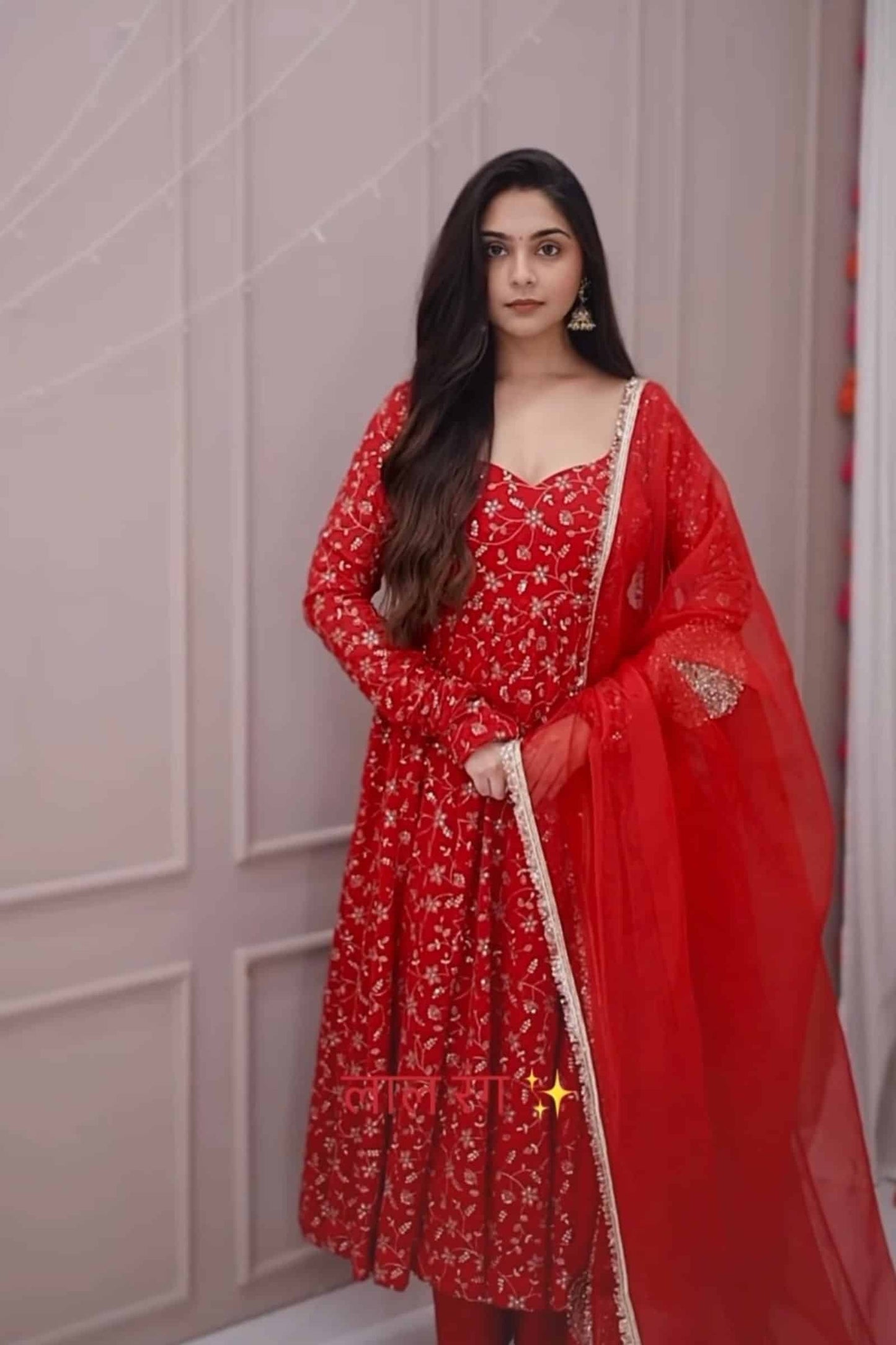 Stunning Red Colour  Premium Anarkali Suit Set