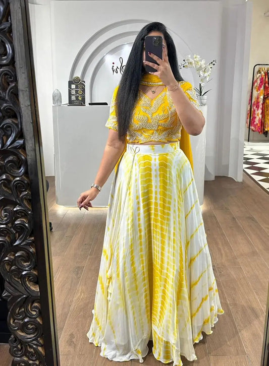 Faux Georgette Shibori Print Lehenga Choli