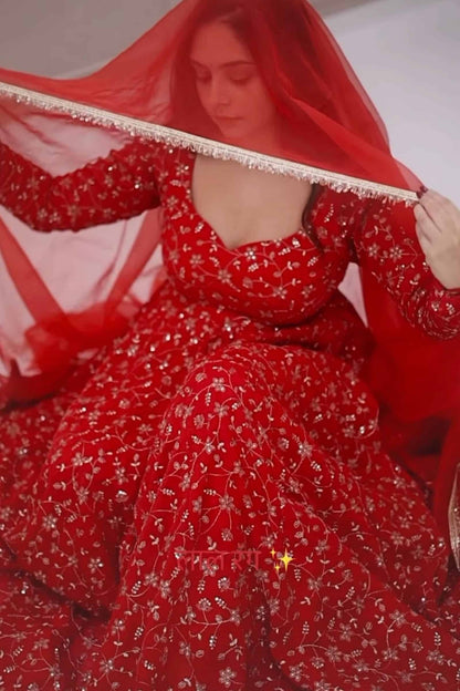 Stunning Red Colour  Premium Anarkali Suit Set